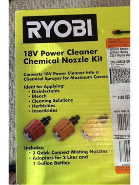 Ryobi Attachments for 18V One+ Power Cleaner- Nozzle Kit & 12" Surface Cleaner